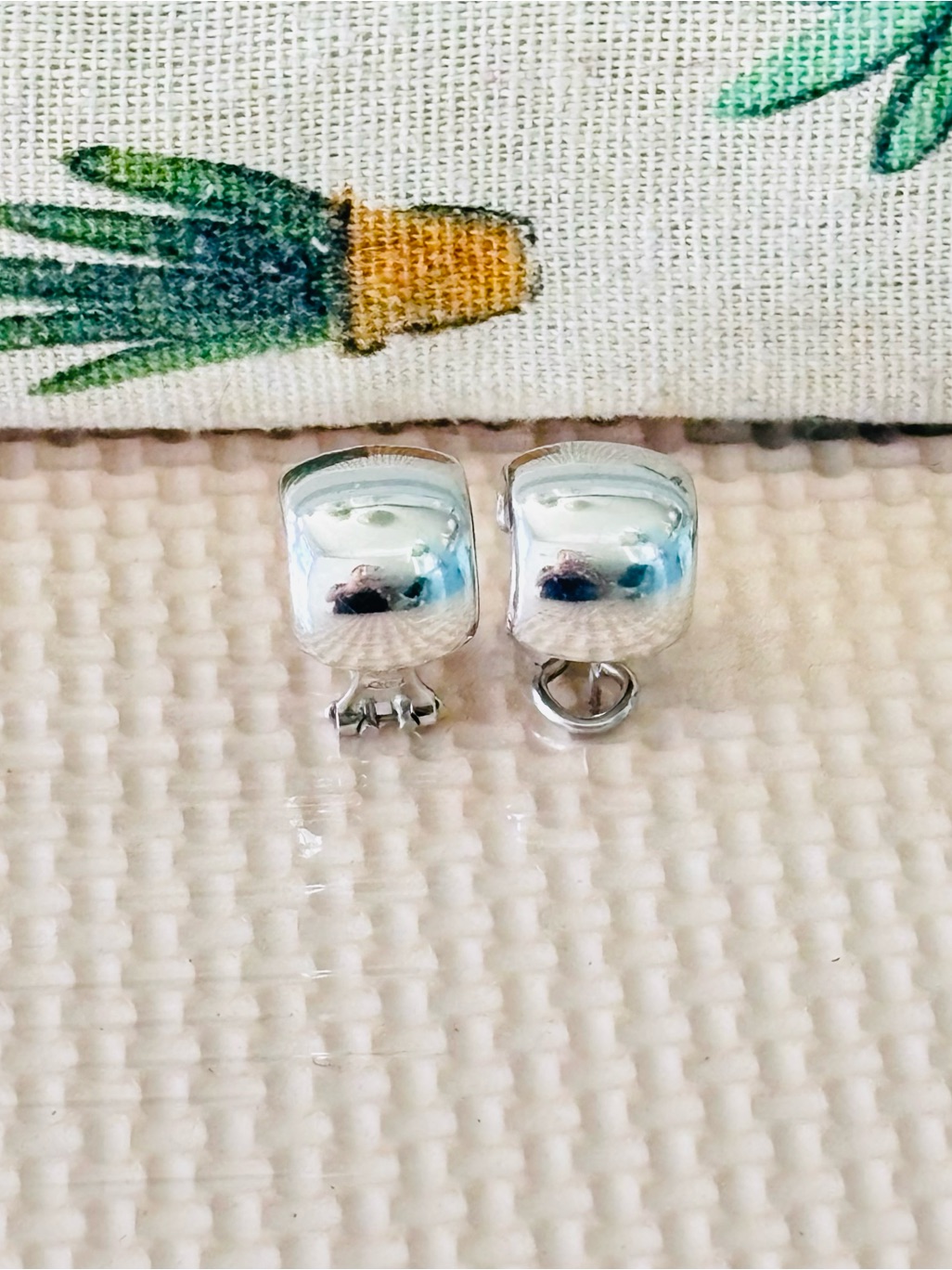 Sterling Silver Square Clip-On Earring Ends - Shiny Silver